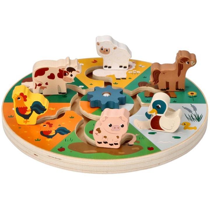 Farmállatos oktatópuzzle, Adam Toys, 6 állat, 22x6cm
