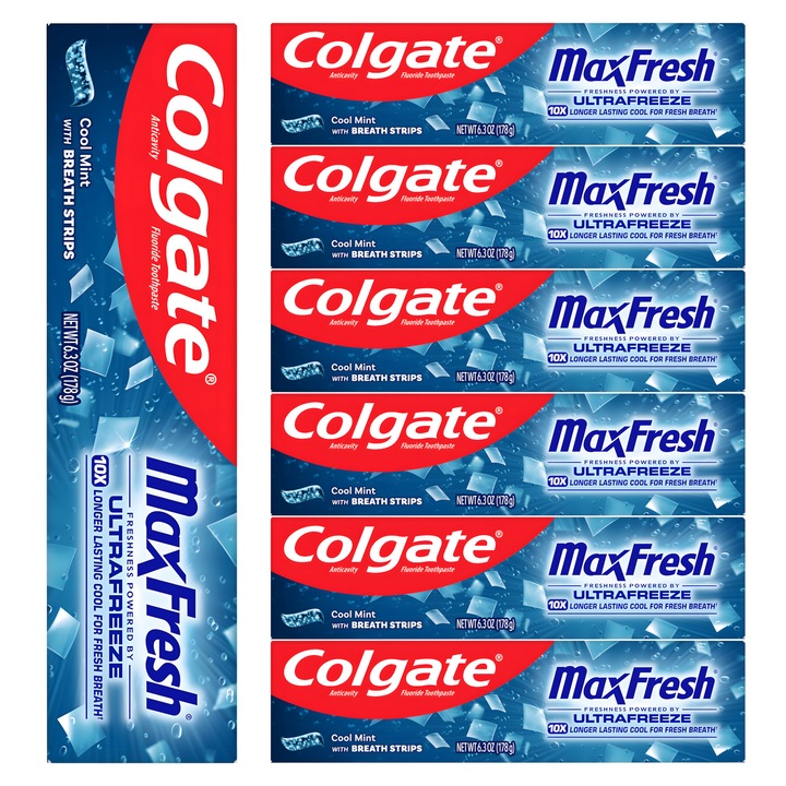 Комплект, Паста за зъби, Colgate Max Fresh Cool Mint, 100 мл, 7 броя