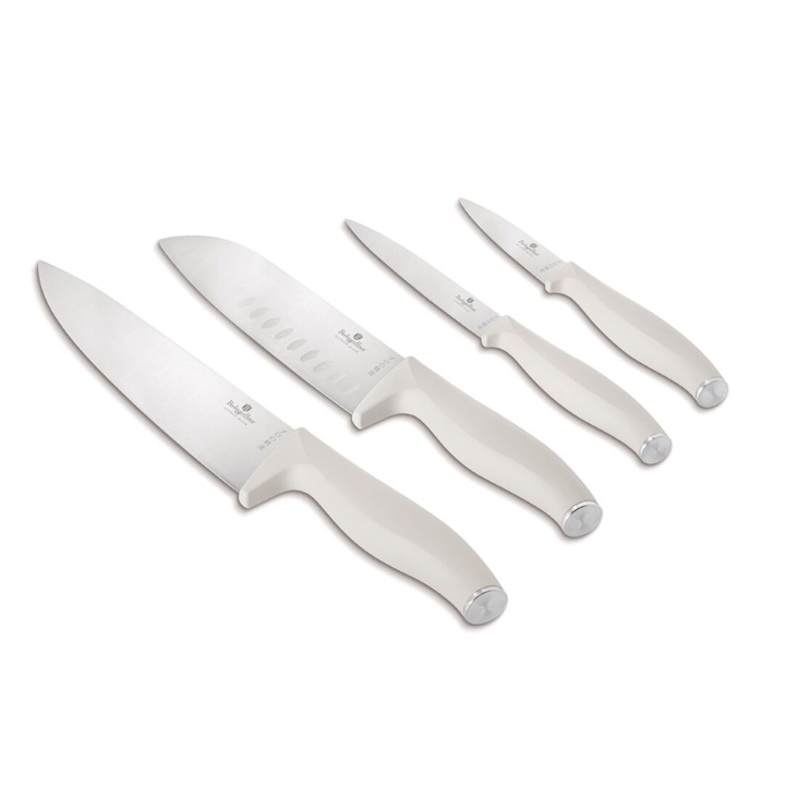 Set de cutite Berlinger Haus Sahara, 4 piese, crem mat, otel inoxidabil, manere ergonomice