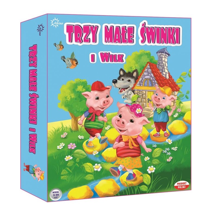Joc de societate Trzy Male Swinki i Wilk, ABINO, 2-3 jucatori, 5+, tabla dubla