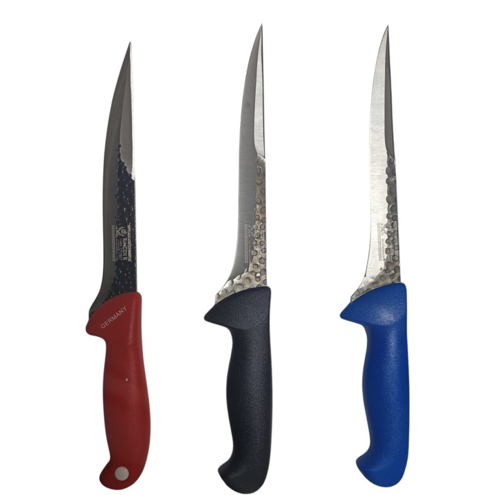 Set profesional 3 cutite pentru macelarie, lama forjata, otel carbon, multicolor, 34 cm