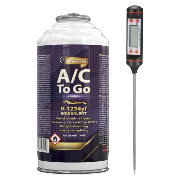 A/C AcToGo R1234yf készlet hőmérővel, 0,17l, környezetbarát, hatékony