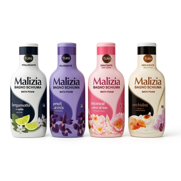 Set 4X Malizia Bergamott, Írisz, Monoi, Orchidea Tusfürdő 1L