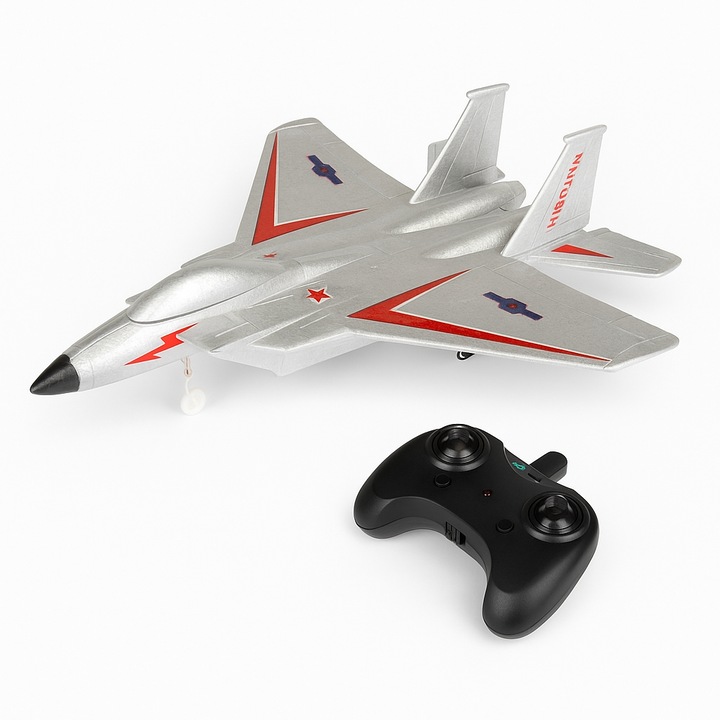 Avion de luptă telecomandat F-15 Eagle, design realist, material rezistent, 6+ ani
