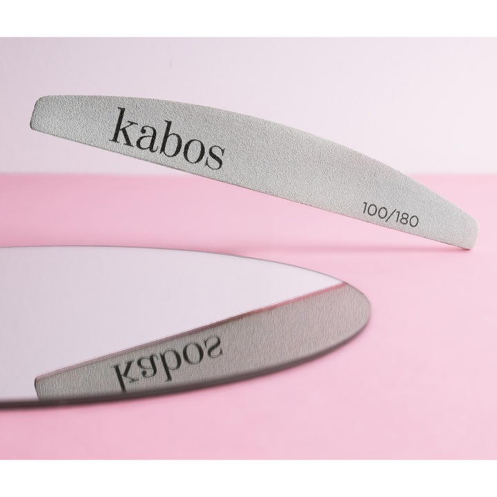 Pile de unghii polisher, Half-Moon, Kabos, 100/180, fata dubla, ergonomice, strat teflonat