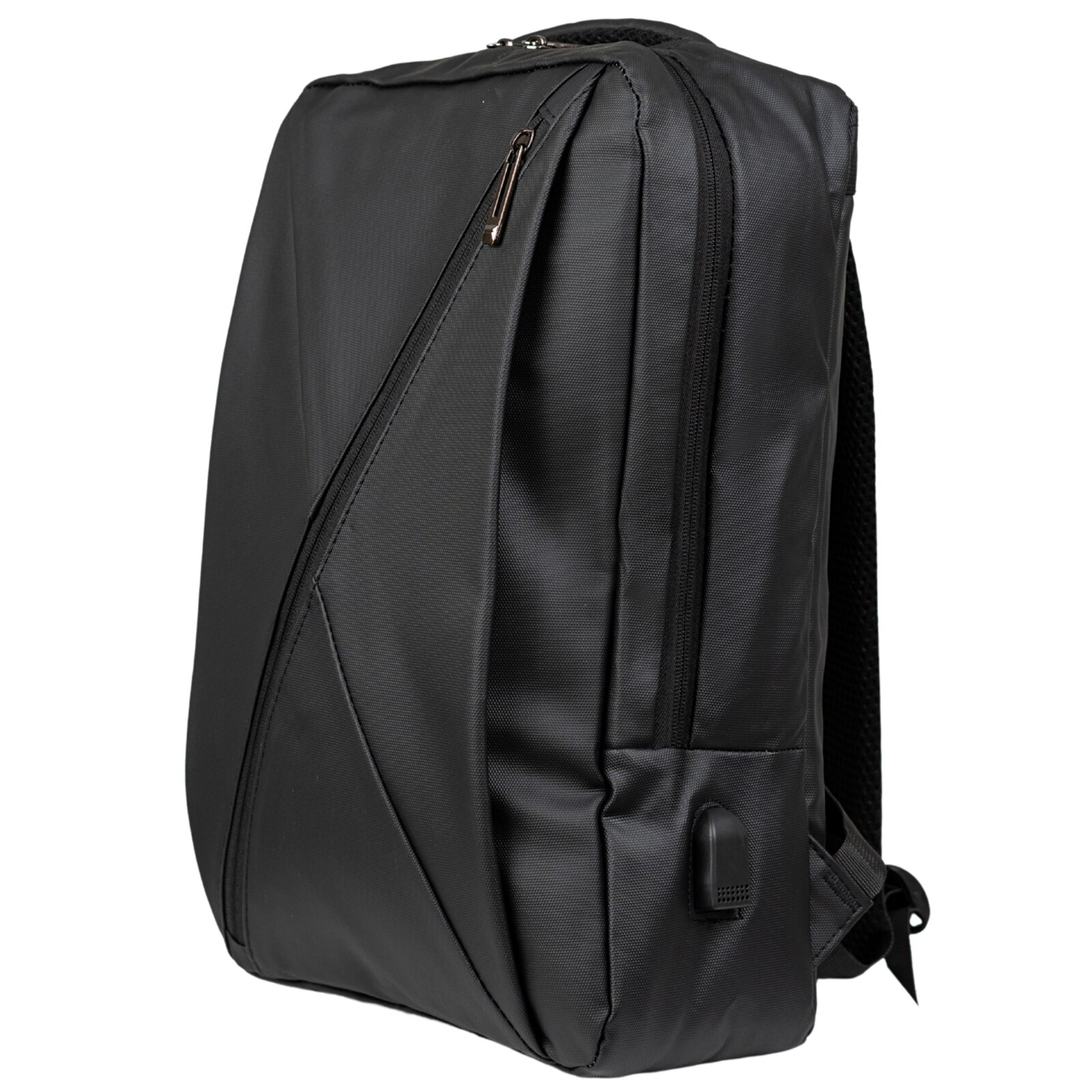 Rucsac scolar VIO negru poliester impermeabil 43x30x11 cm, 14,2L, laptop 15,6”, femei, barbati, port USB, curea valiza BK91109black