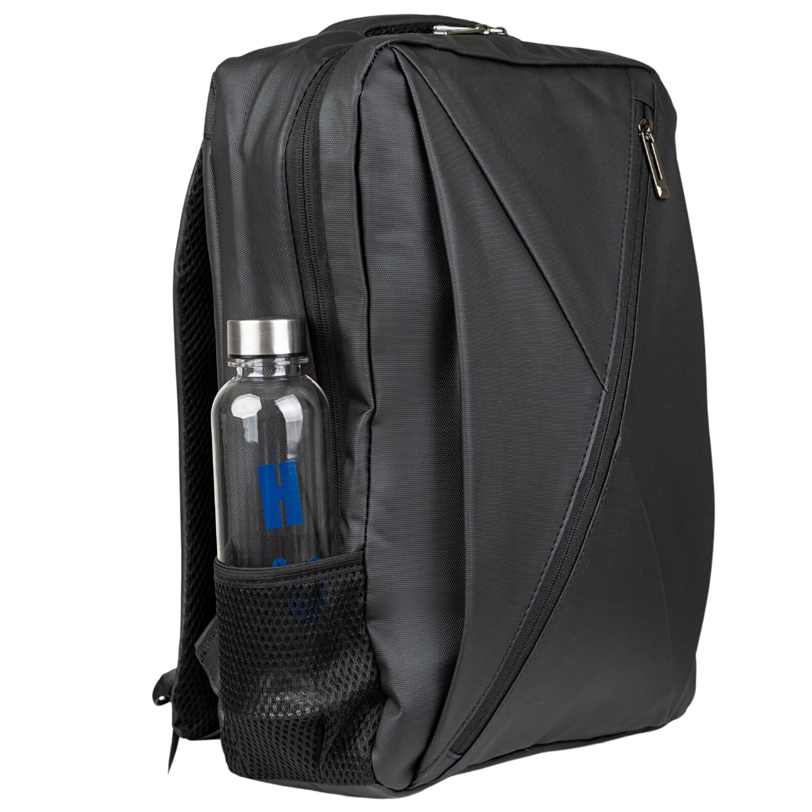 Rucsac scolar VIO negru poliester impermeabil 43x30x11 cm, 14,2L, laptop 15,6”, femei, barbati, port USB, curea valiza BK91109black