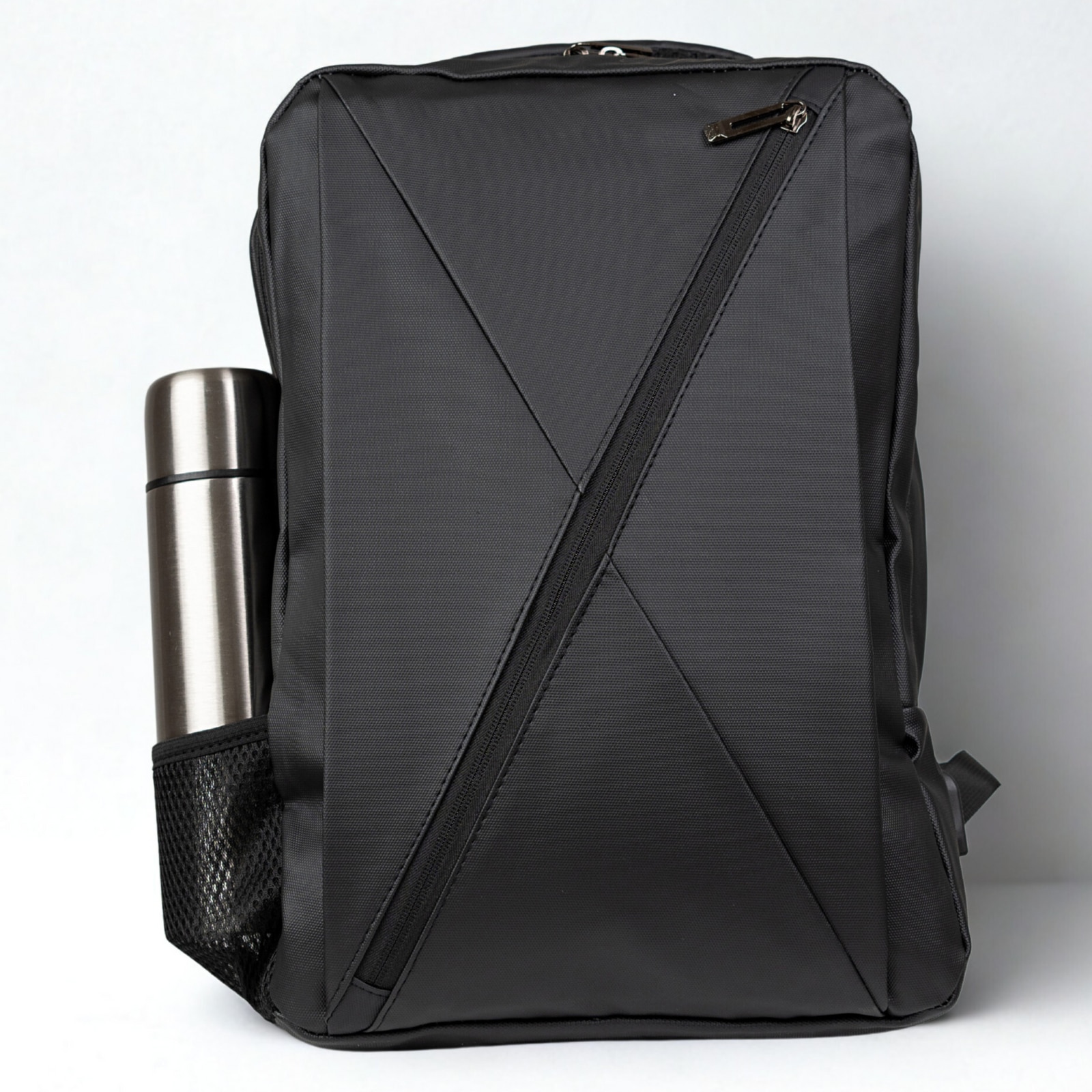 Rucsac scolar VIO negru poliester impermeabil 43x30x11 cm, 14,2L, laptop 15,6”, femei, barbati, port USB, curea valiza BK91109black