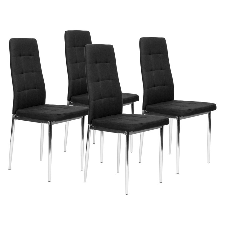 Set 4 scaune, design modern, negru, 40x40x92cm