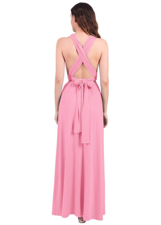 Rochie eleganta multipla FYMNSI, cu spatele gol, decolteu in V, marimea XS, culoare roz