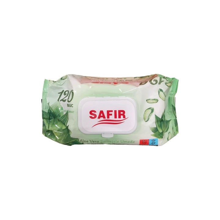 Servetele umede 120 buc cu Aloe Vera, cu capac, SAFIR