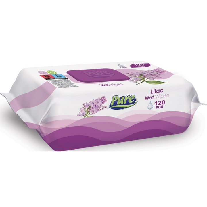 Мокри кърпички Pure, 120 броя, Люляк