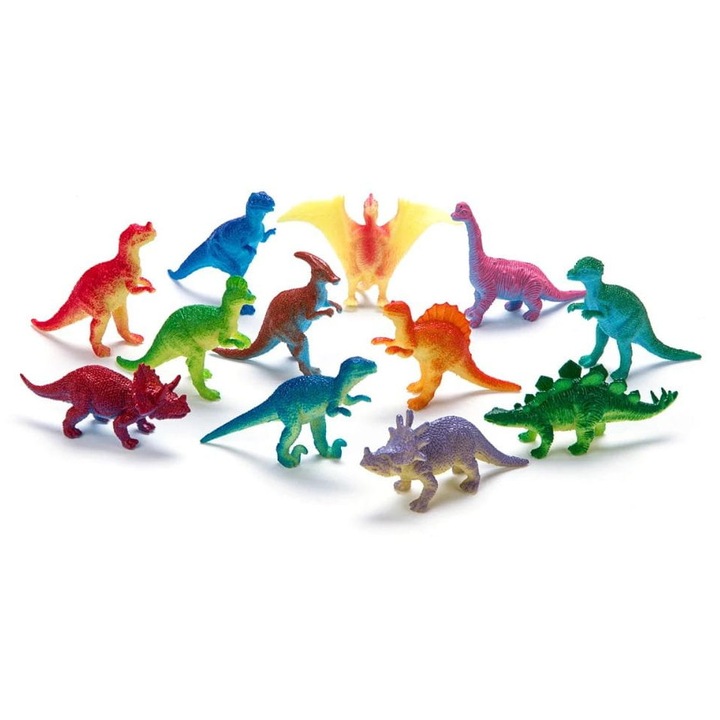 Комплект 12 Фигурки Динозаври в Туба, 5см, Многоцветни
