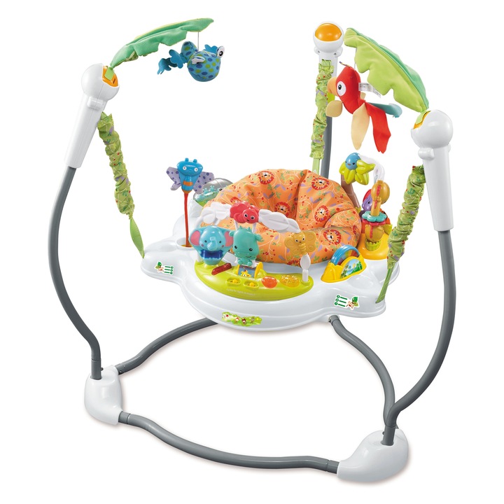 Saritor pentru copii Vichema, scaun rotativ 360, 3 trepte de înălțime, alb, 86x76cm