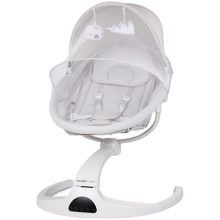 Leagăn electric Chipolino E-sway, 5 viteze, Bluetooth, granit, 60x66x88cm