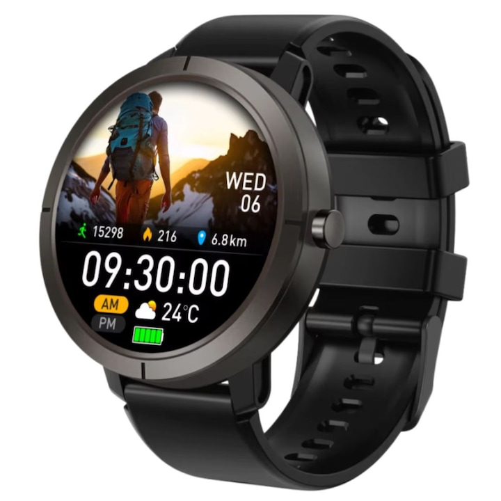 Смарт часовник LUMAUDiO HidraNav, AMOLED 1.32”, усъвършенстван GPS с 6 сателита, водоустойчив 5ATM, 170 спортни режима, батерия 7 дни, черен