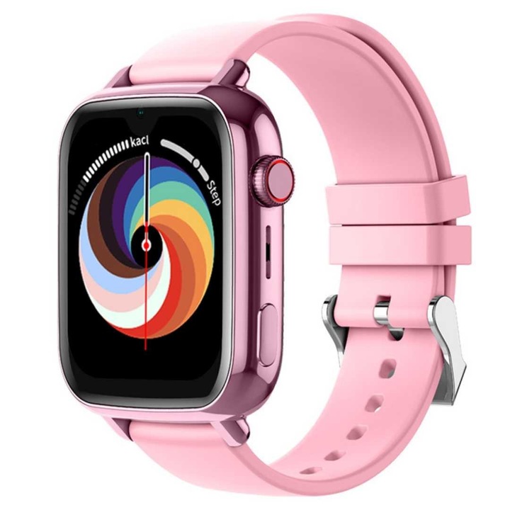 LUMAUDiO® Zulu gyerek okosóra 4G SIM-mel, pontos GPS-szel, HD kamerával, beépített WhatsApp-pal, egészségfigyeléssel és SOS gombbal, RÓZSASZÍN