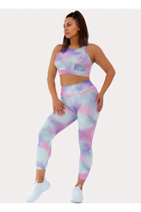 Compleu sport feminin, 2 piese, imprimeu Ombre, multicolor, S