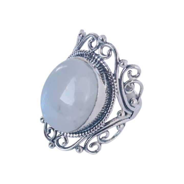 Inel argint 925, cu piatra Lunii, Piatra Lunii Emotions J, dimensiune 17.3 mm (US 7), cu piatra semipretioasa