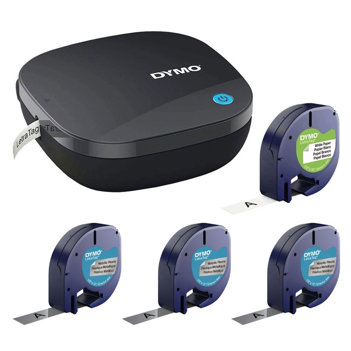 Set Aparat etichetat DYMO Letratag LT 200B Bluetooth 2172855 si 3 role etichete argintii