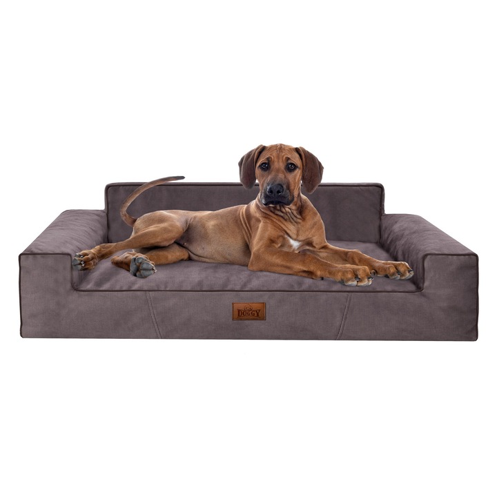 Pat pentru câini DOGGY impermeabil, husa detașabilă, maro, L (80x55cm)