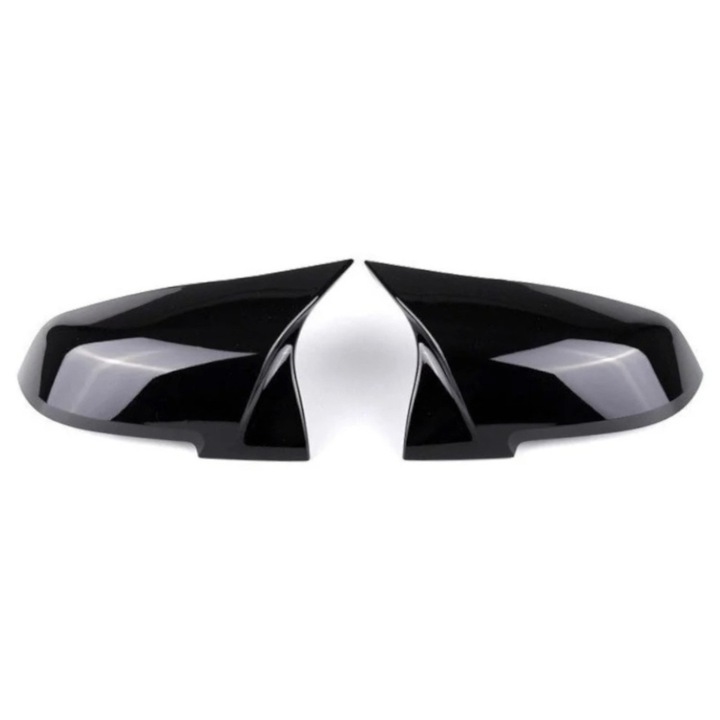 Set 2 Capace pentru Oglinzi, Tip Batman M Compatibile BMW F20 F21 F22 F23 F30 F31 F32 F33 F34 F36 GT 3GT E84 E87 i3S, negru lucios piano