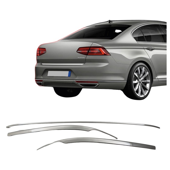 Benzi cromate pentru bara de protectie Volkswagen Passat B8 Sedan 4D din 2015 pana in 2019
