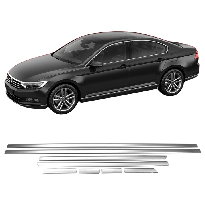 Volkswagen Passat B8 2015-2019 króm rozsdamentes acél oldalsó ajtólécek, teljes készlet