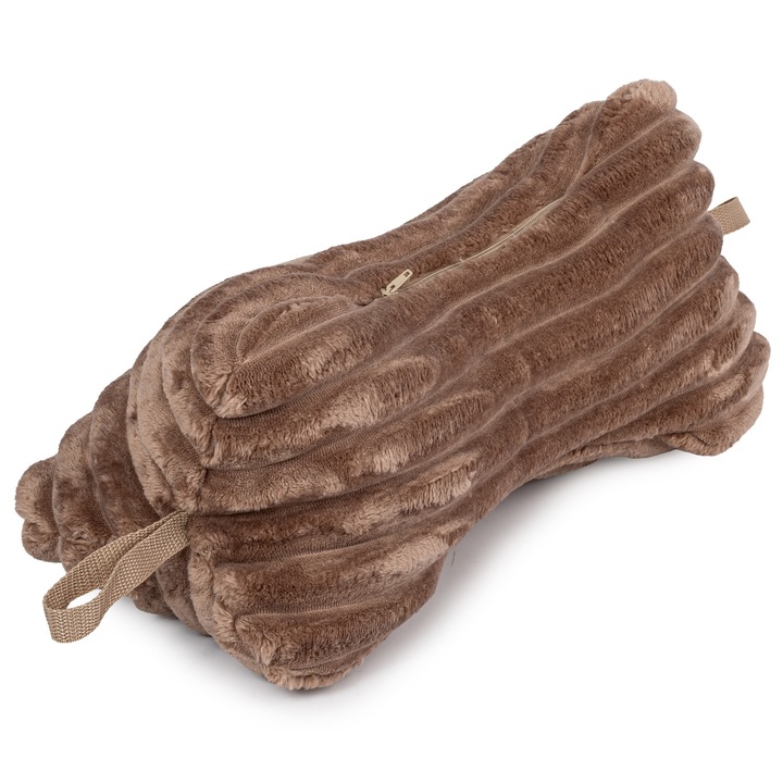 H&F Csont alakú párna 37×17 cm – Barna bársony, Nyakpárna olvasáshoz, alváshoz és utazáshoz