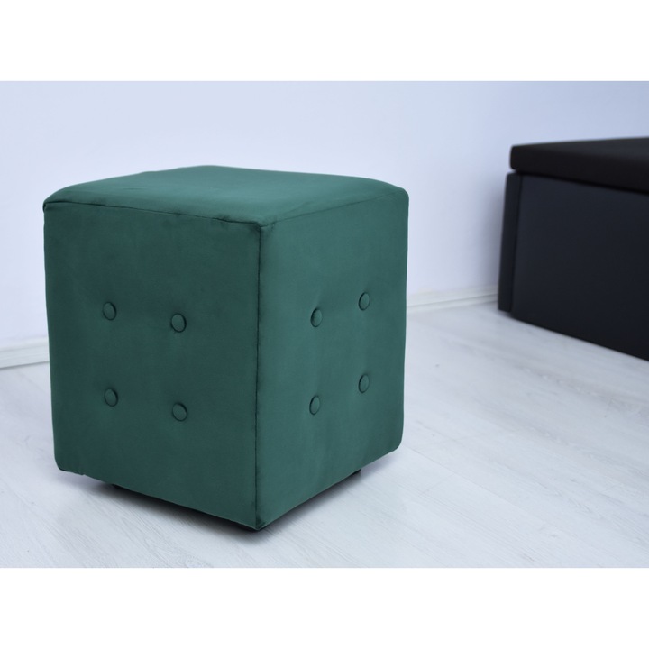 Taburet, Cubo, Verde, 36 x 36 x 36 cm magasság