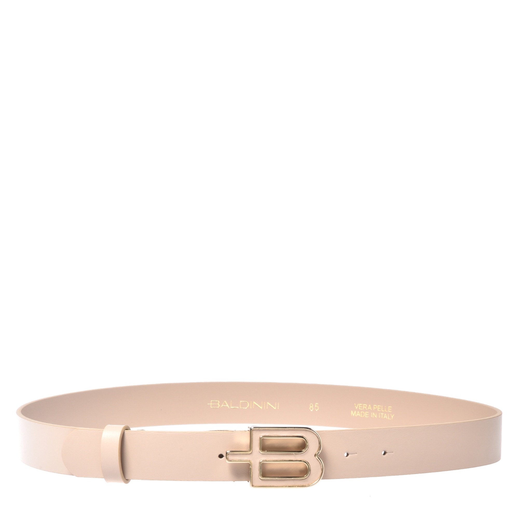 Baldinini, Curea din piele cu catarama cu logo, Crem, 90