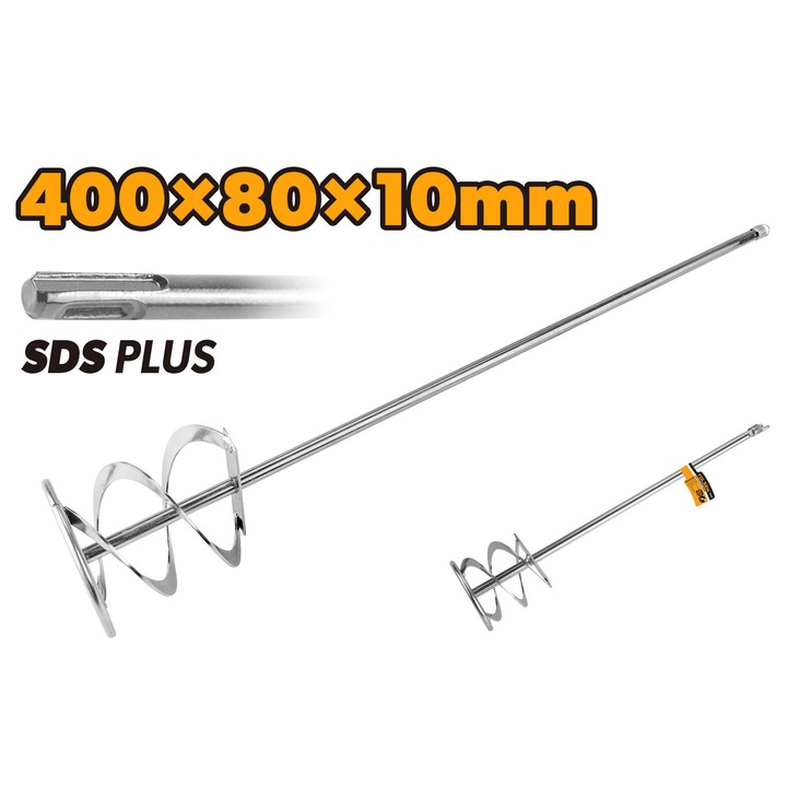 TOLSEN festék- és habarcskeverő 400x80x10mm, SDS-PLUS befogás, speciális horganyzott acél, festékek, ragasztók, vakolatok és habarcs keveréséhez