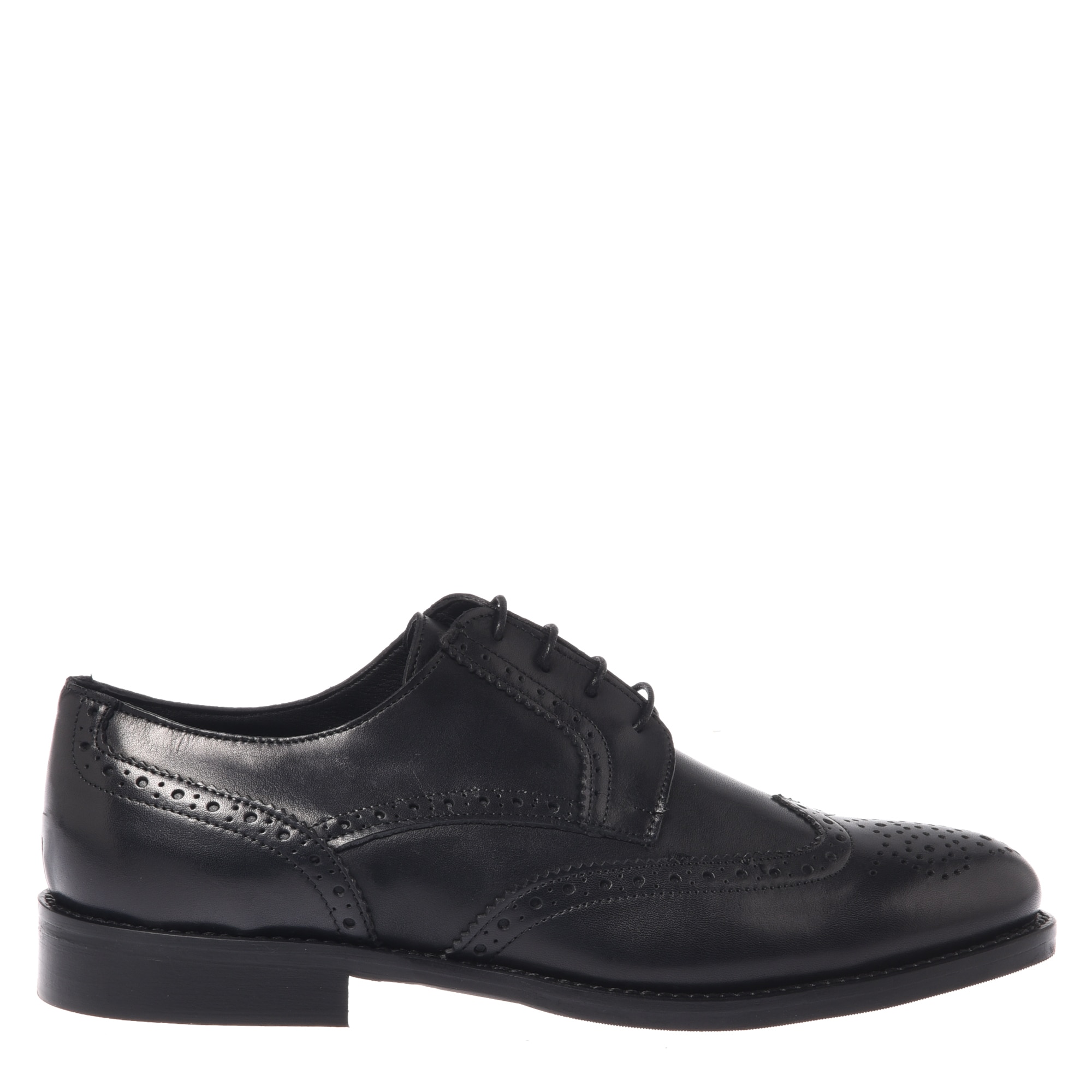 Baldinini, Pantofi derby din piele cu detalii perforate, Negru, 43