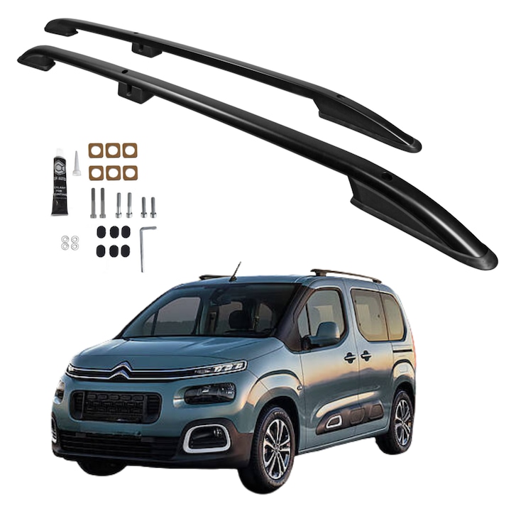 Relingi transversale Can, pentru Citroen Berlingo XL III, Fiat Doblo XL III, Peugeot Partner/Rifter, Opel Combo, Toyota Proace City, aluminiu, 220x10cm, set montaj