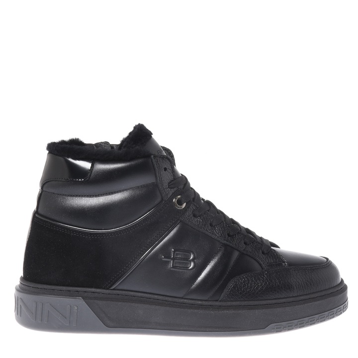 Baldinini, Pantofi sport mid-cut din piele, Negru