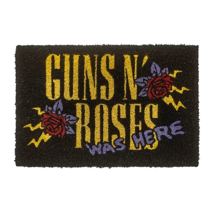 Guns N' Roses bejárati szőnyeg, logó design, 40x60cm, kókuszrostból, csúszásmentes hátoldal