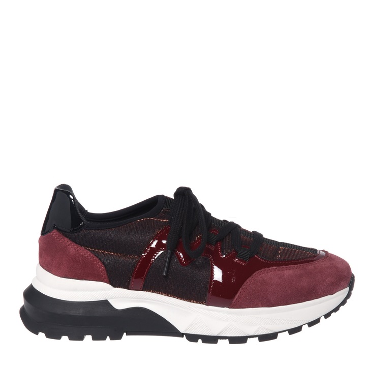 Baldinini, Pantofi sport low-cut cu garnituri de piele intoarsa, Visiniu