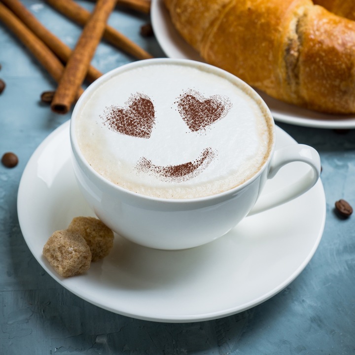 Set 14 sabloane decorare cafea 14 si 7 cm 0.5mm Emoji-uri model MXSP7343