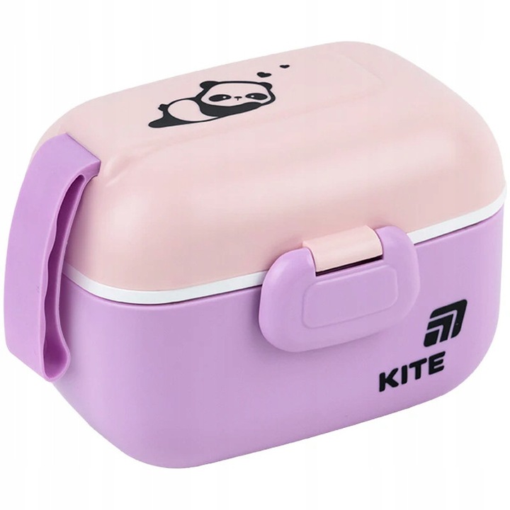 Кутия за сандвич за деца, кутия за закуска с 2 отделения и разделител без BPA Kite 450 мл 13×9×8 см розова