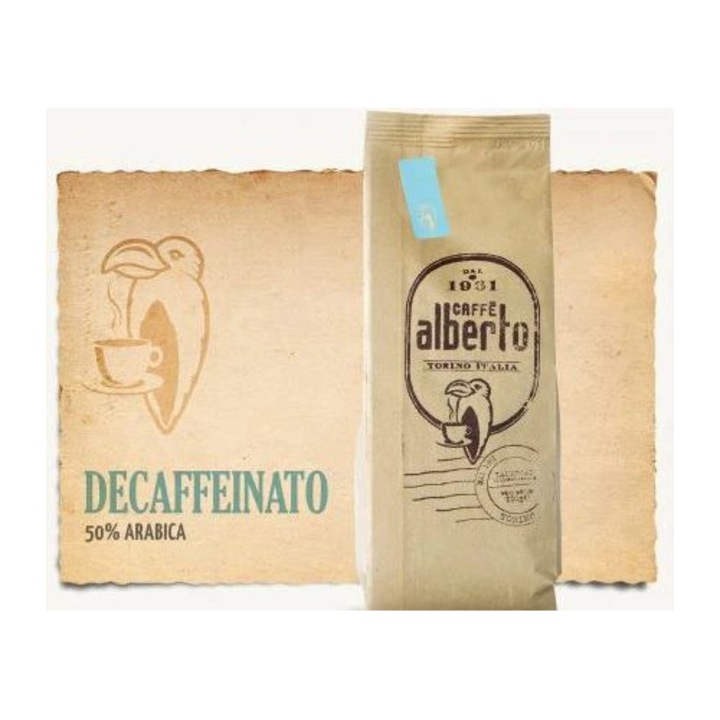 Cafea boabe, fara cofeina, 50% arabica, saculet 250 grame B3, Decaffeinato Caffe Alberto