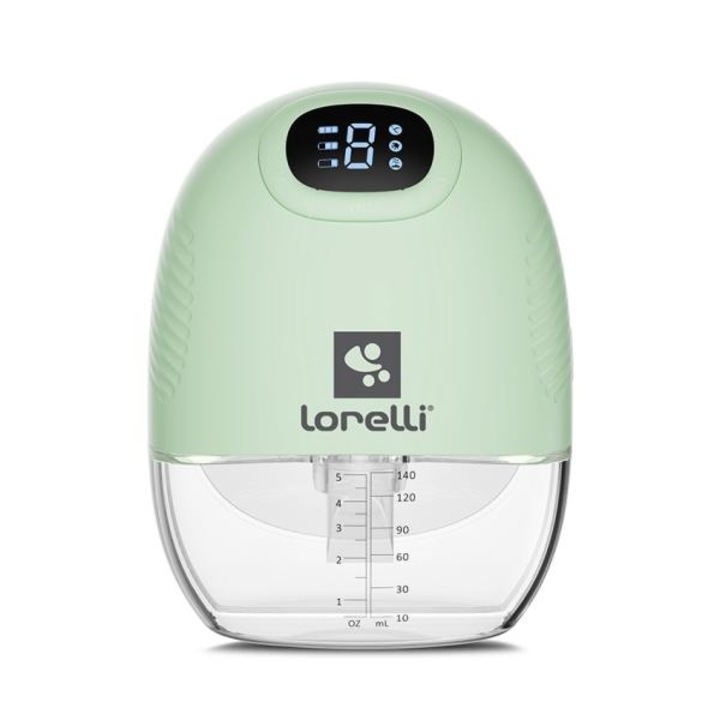 Hordozható elektromos mellszívó, Lorelli, Alice, Hands Free, 3 üzemmód, masszázs funkció, 9 szint, tartozékokkal, 140 ml kapacitás, zöld