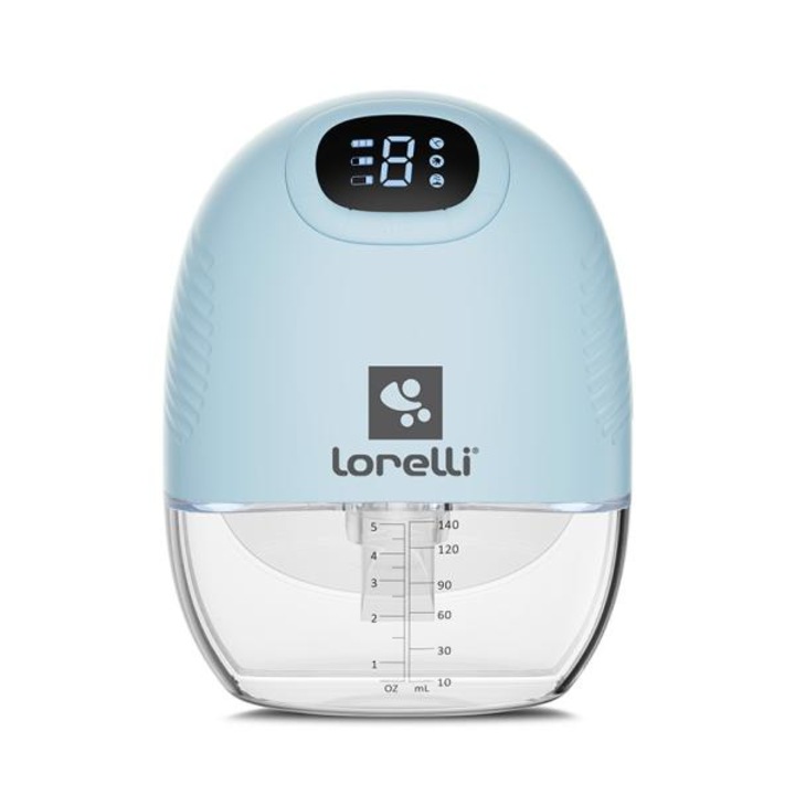 Hordozható elektromos mellszívó, Lorelli, Alice, Hands Free, 3 üzemmód, masszázs funkció, 9 szint, tartozékokkal, 140 ml kapacitás, kék