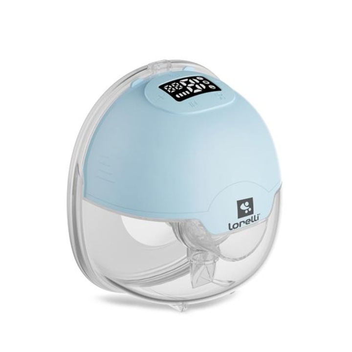 Hordozható elektromos mellszívó, Lorelli, Aya, Hands Free, 3 üzemmód, masszázs funkció, 15 szint, tartozékokkal, 180 ml kapacitás, kék