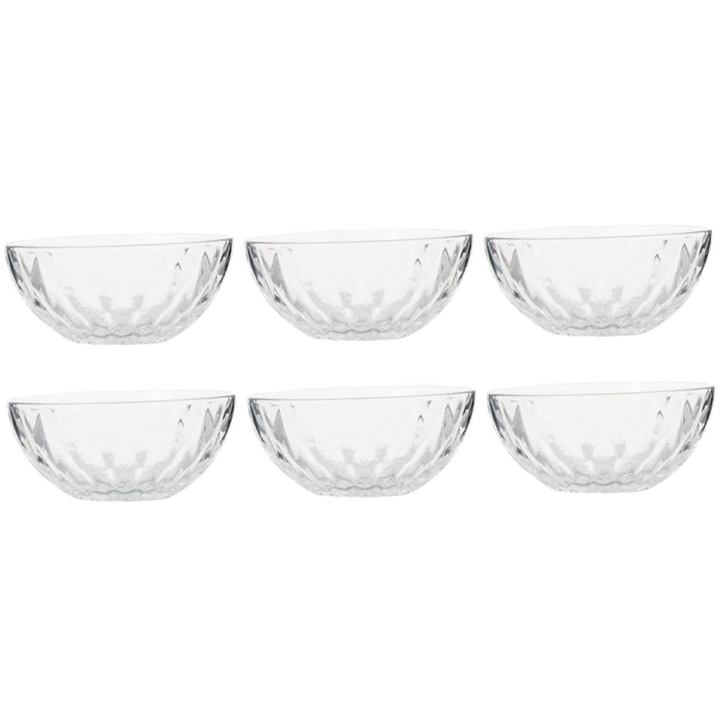 Set 6 Boluri, Design Gravat, Sticla Transparenta, 12x5cm, 20x9cm