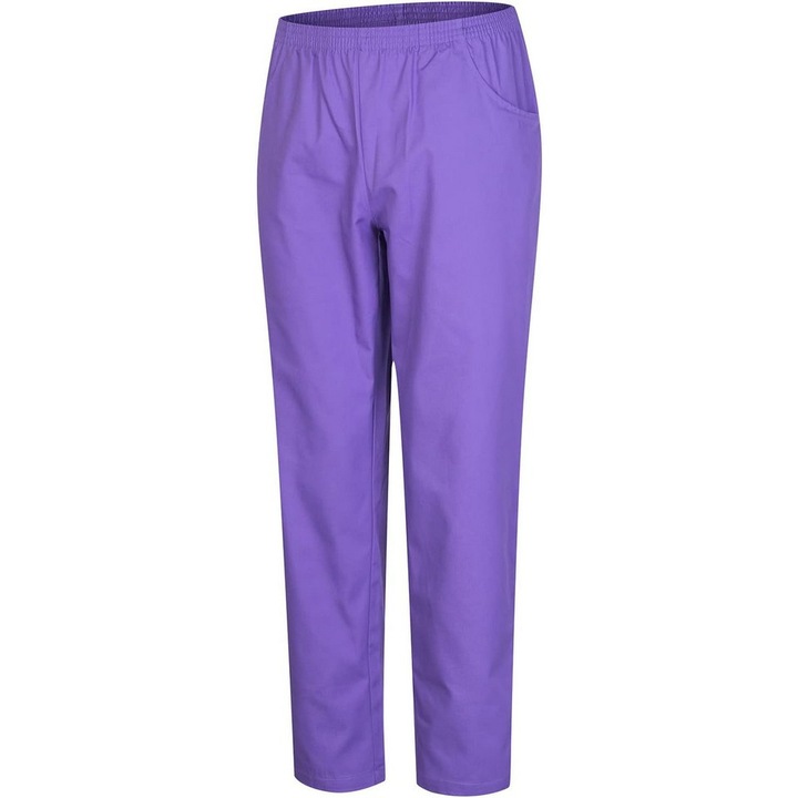 Pantaloni de lucru unisex BZ-6802 cu talie elastica pentru uniforme, spitale, curatenie, veterinar, mov, marime L, MISEMIYA