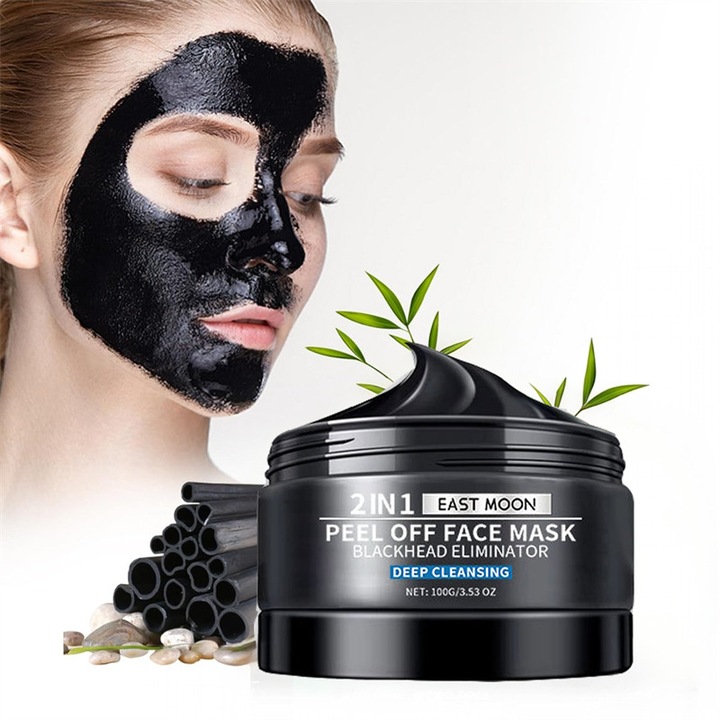 Пилинг маска с активен въглен, почиства в дълбочина, свива порите, ефективно премахва черните точки и замърсяванията, 100g