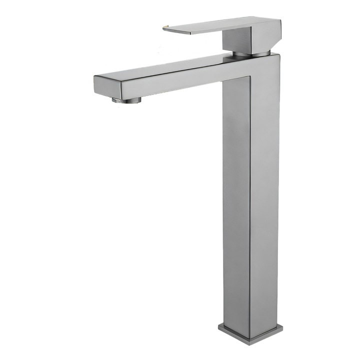 Смесител за мивка, аератор, монтаж на плот, Матиран никел, височина 28 см, Мира