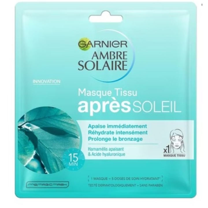 Masca de față Garnier Ambre Solaire, hidratantă, pentru femei, 1 bucată