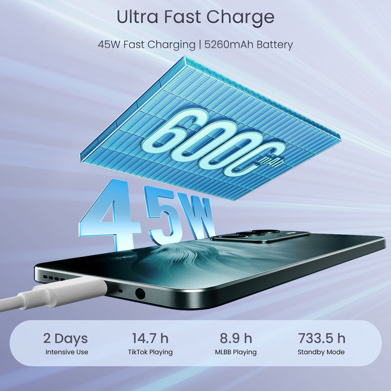 Telefon mobil, Realme C71 4G 6+128GB, Forest Owl, ecran de 6.67 inch, rata de reimprospatare de 120Hz, incarcare rapida de 45W