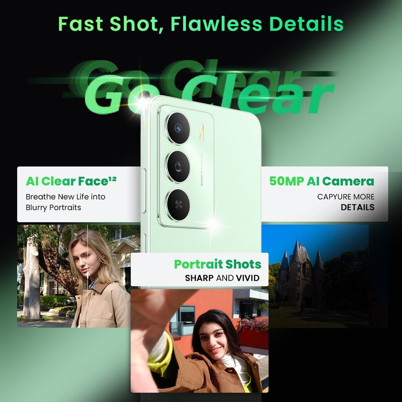 Smartphone Realme 14x 5G, 6 GB RAM + 128 GB ROM, verde, ecran de 6,67 inci, afisaj de 120 Hz, baterie de 5000 mAh, camera AI de 50 MP, MediaTek Dimensity 6300, protectie ArmorShell, IP64